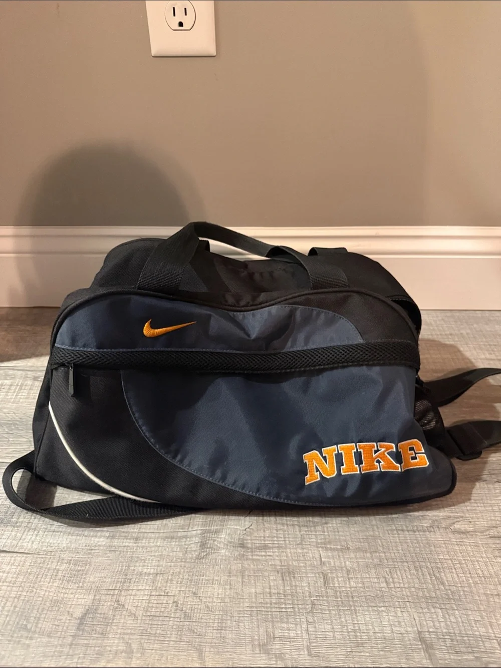 Vintage Nike Duffel Bag with Orange Accents